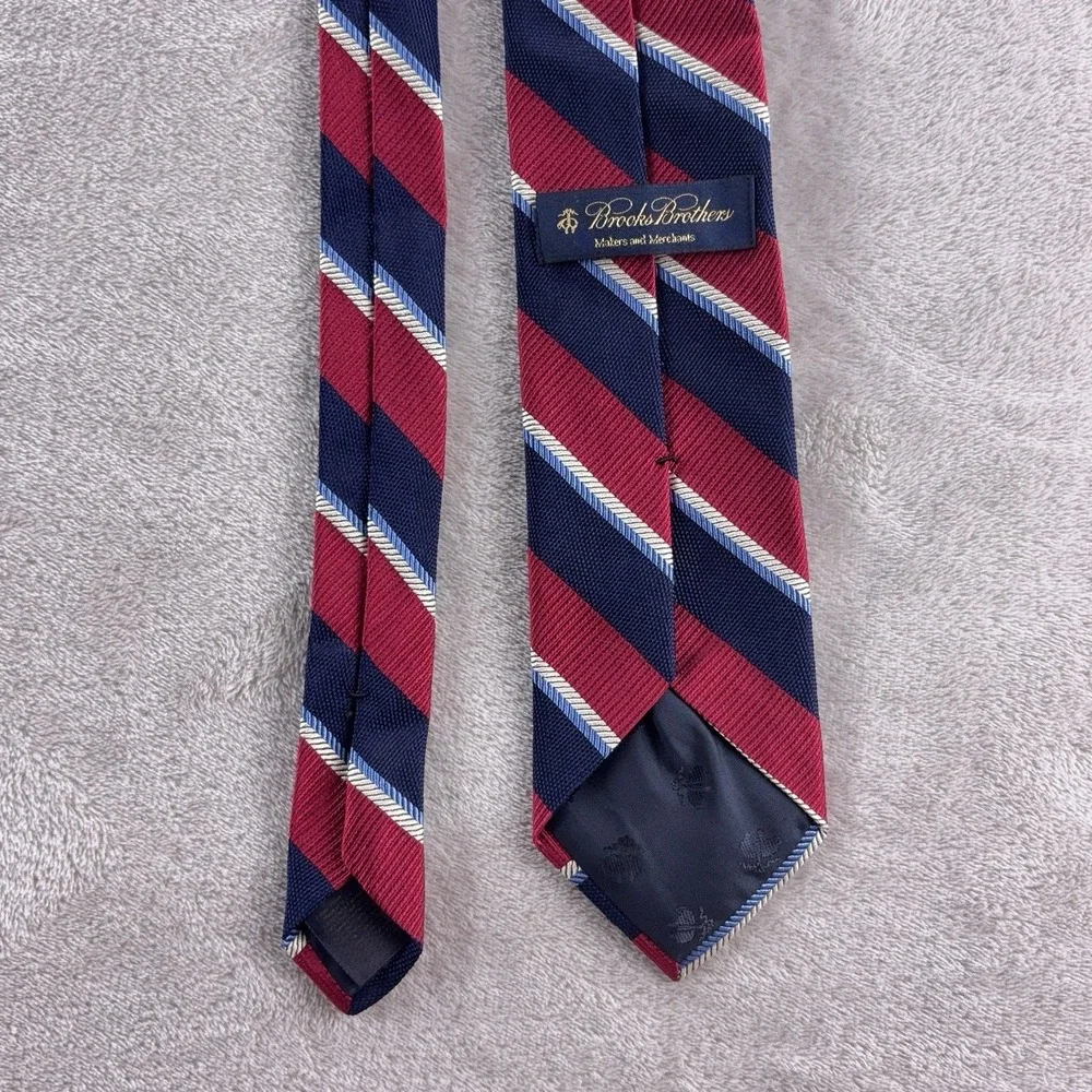 Brooks‎ Brothers Necktie Mens Red Blue Repp Stripe Silk Classic Regimental USA